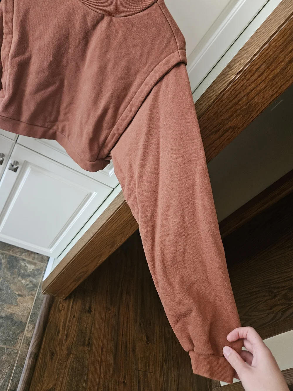 ALO Cropped Fresh Coverup Sweatshirt Rust Brown Athleisure Minimalist Streetwear